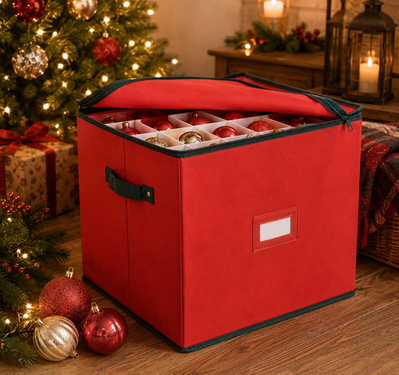 Bizzotto Contenitore Natalizio Xmas per 27 Sfere D 100 Mm Quadrato Rosso