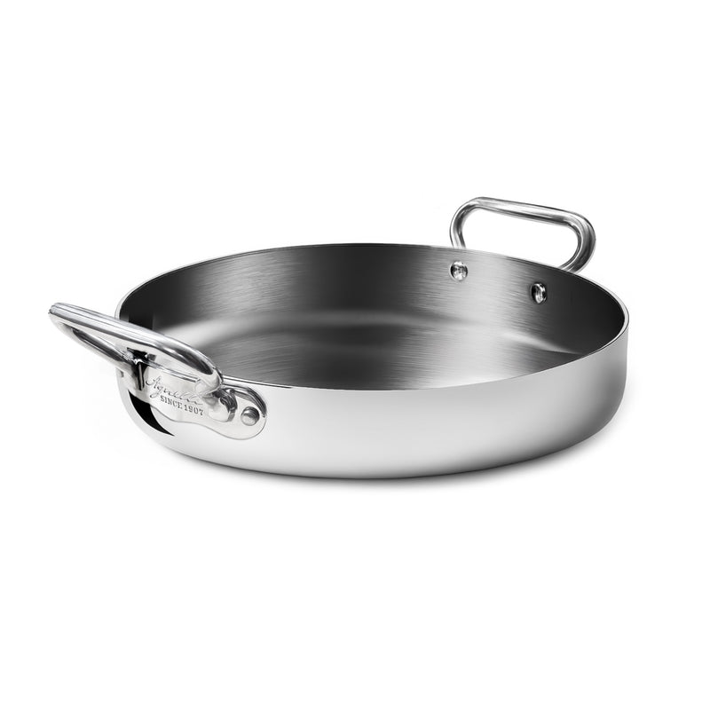 AGNELLI Tegame Aluinox 3PLY con 2 Manici Inox 28x6 Cm