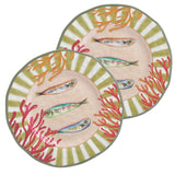 ROSE &amp; TULIPS Coastal Set of 2 Flat Plates D 27 cm Coral Alice Melamine