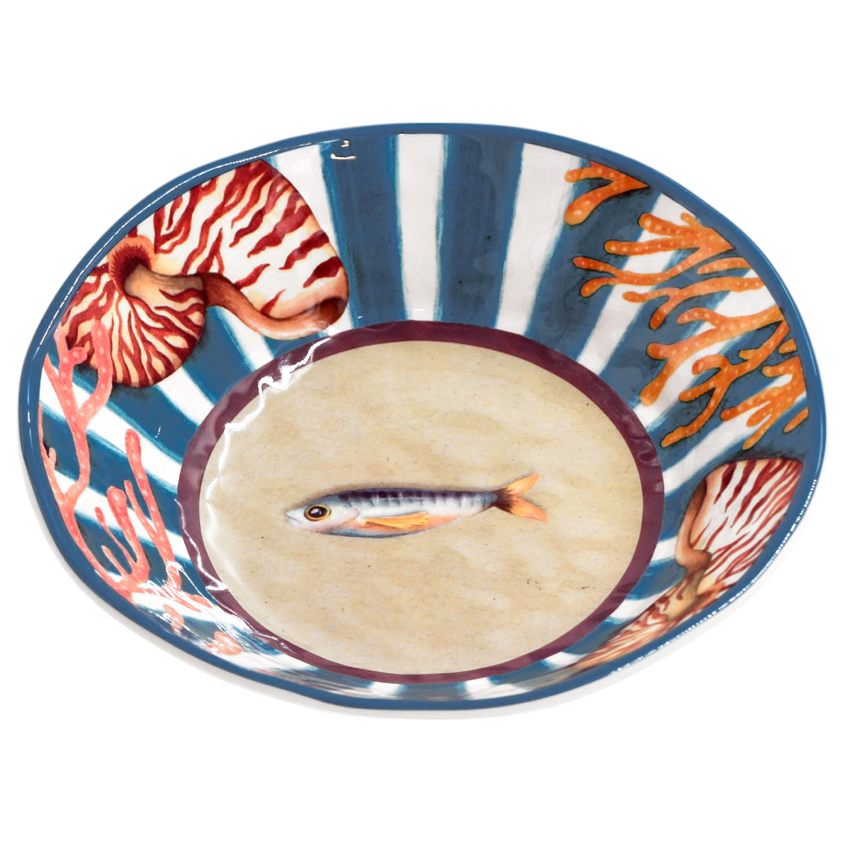 ROSE &amp; TULIPS Coastal Set of 2 Deep Plates D 21 cm Coral Alice Melamine