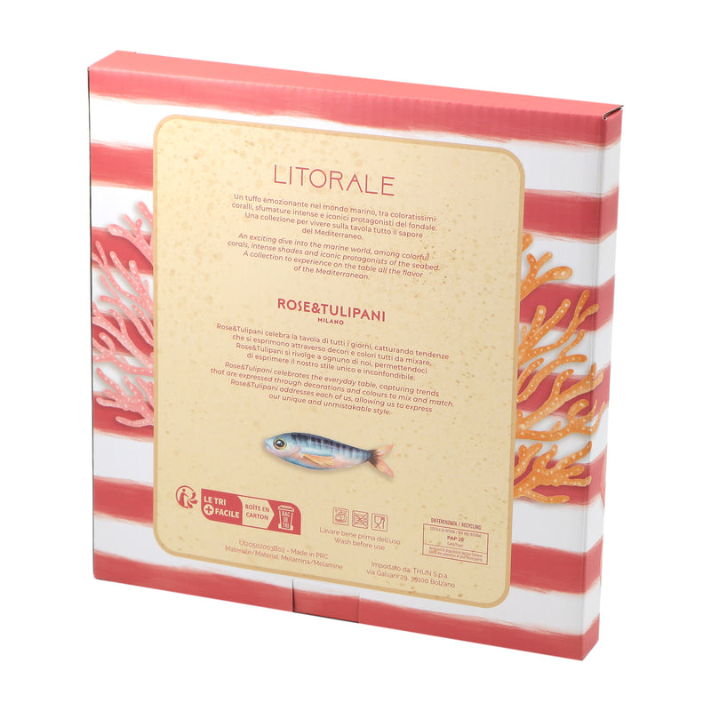 ROSE & TULIPANI Set 2 Piatti Frutta Litorale D 21 Cm Pesce Angelo Melamina