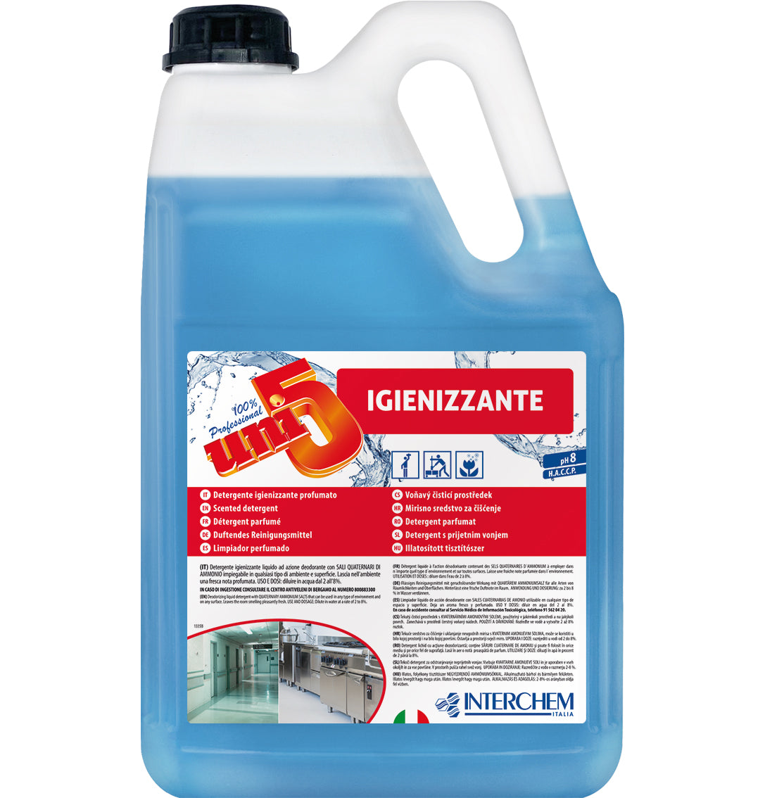 interchem italia interchem italia uni5 detergente igienizzante profumato 5 kg ean 8007134104132