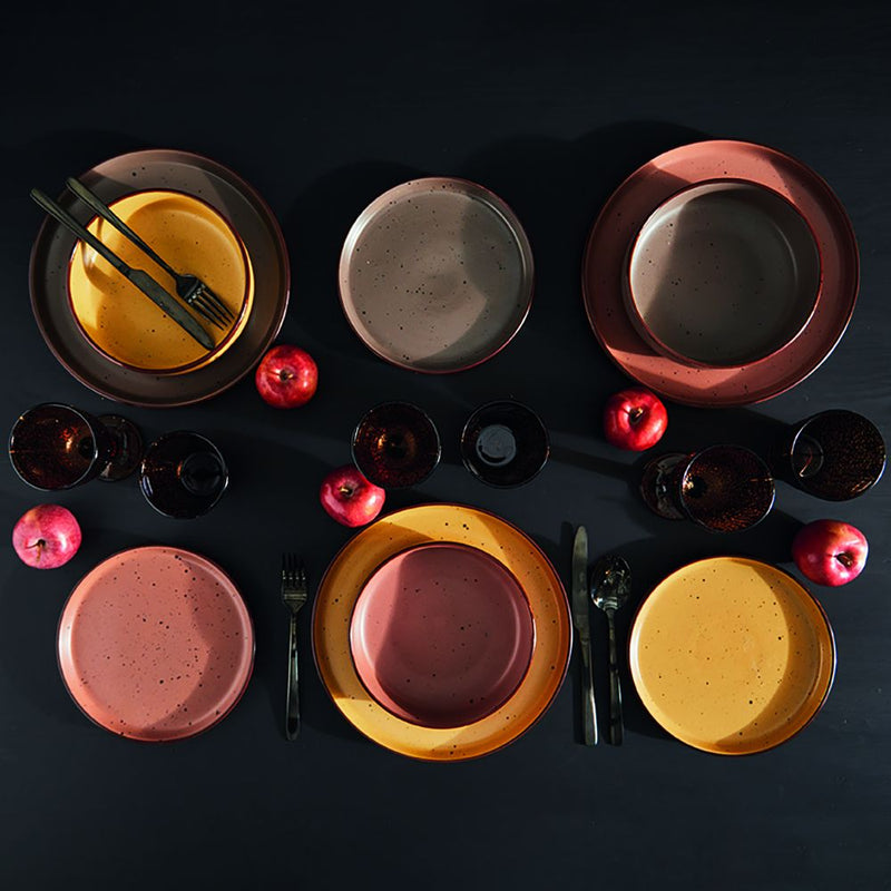 Tognana Urban Bruges Piatto Dessert in Stoneware Ocra Ø20,5xH2,5 cm – Piattino Elegante in Gres per Dolci e Frutta