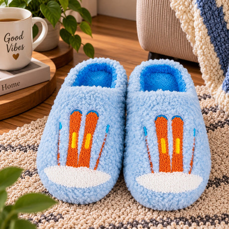 WD Lifestyle Pantofole con Decoro Sci Taglia M/L – Pantofole Invernali da Casa