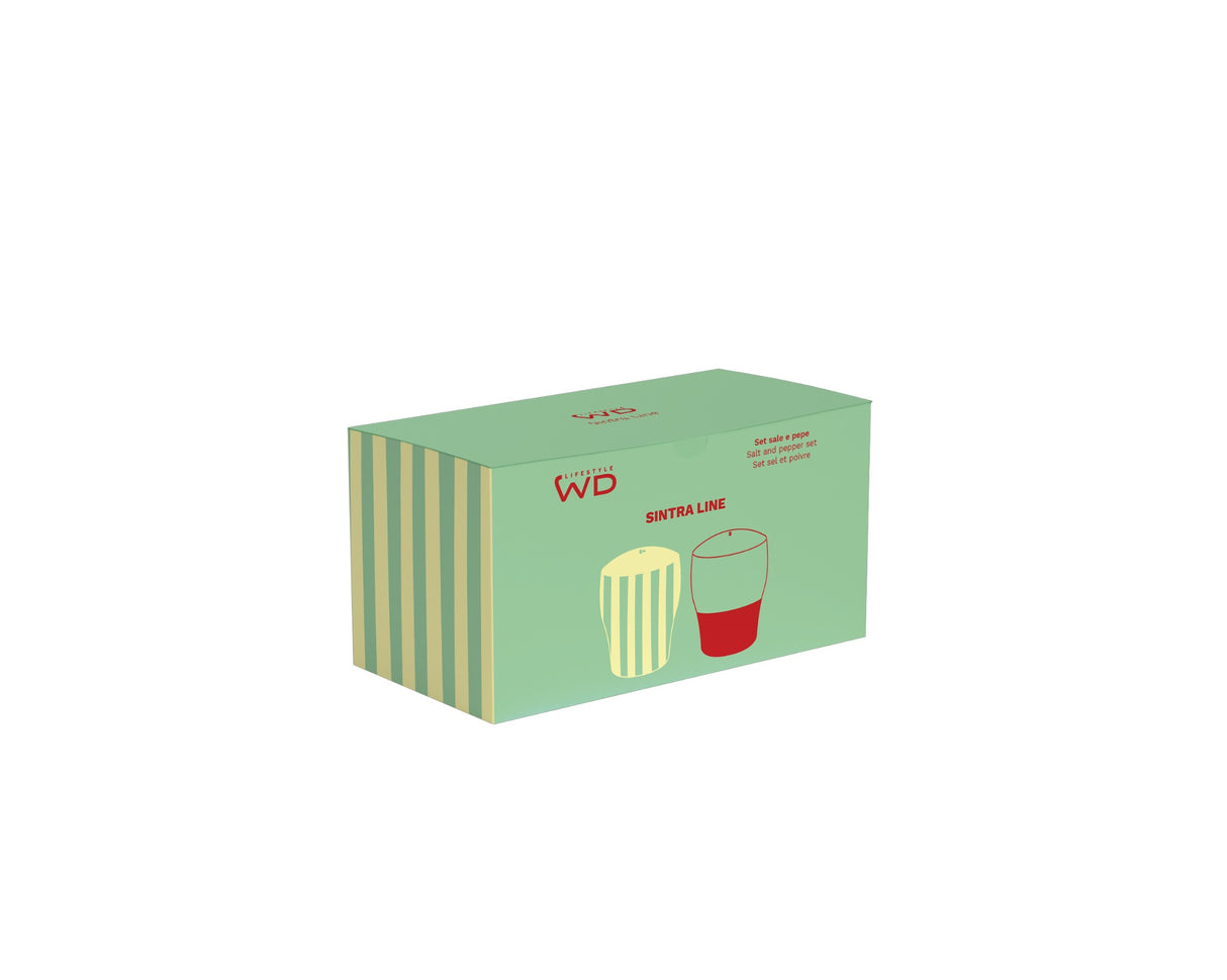 WD LifeStyle Set Sale e Pepe in Stoneware 6,5 x 6,5 x 8 Cm Verde Giallo Rosso