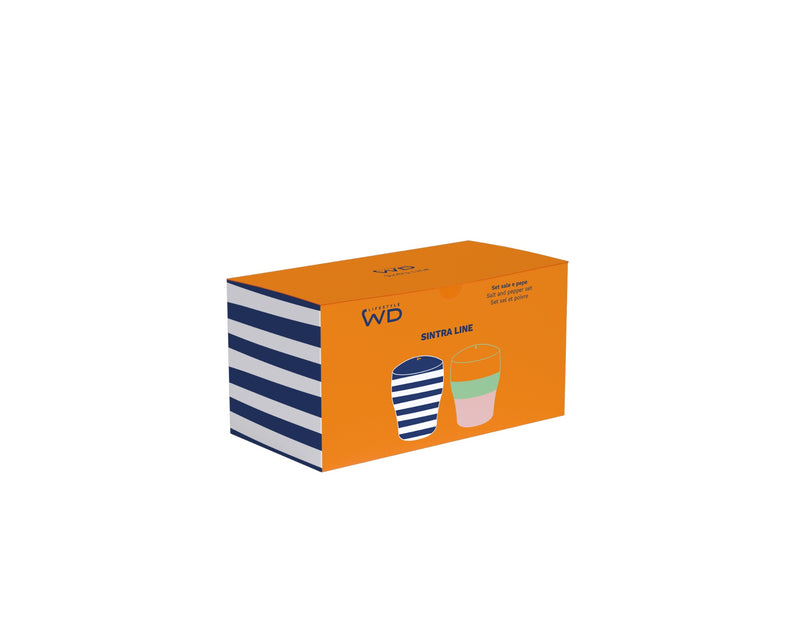 WD LifeStyle Set Sale e Pepe in Stoneware 6,5 x 6,5 x 8 Cm Blu Verde Arancione Rosa