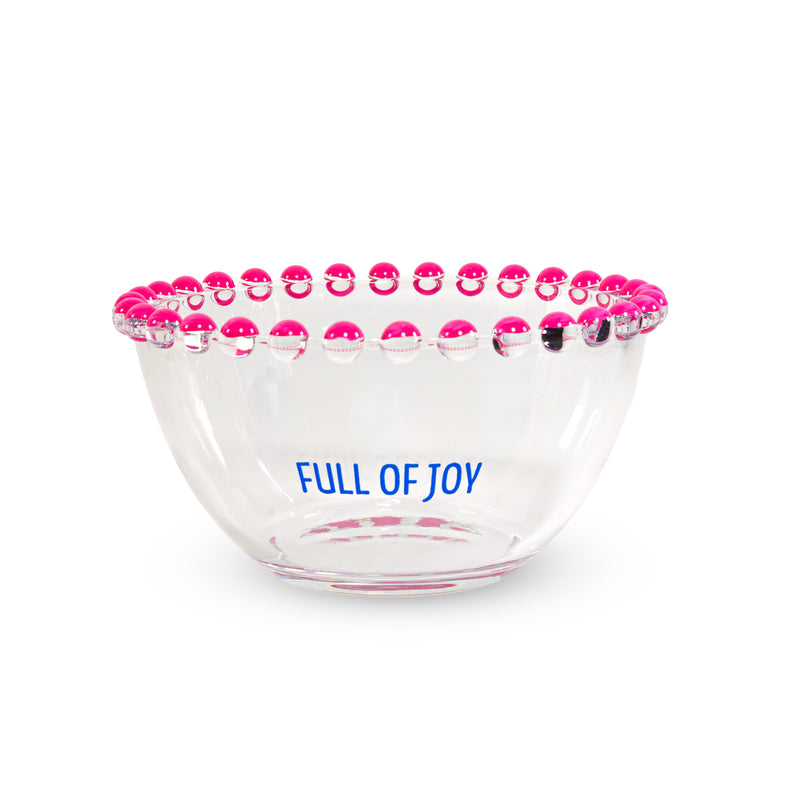 WD LifeStyle Set 2 Ciotole 500 Ml in Vetro Decorazione "Start fresh" e "Full of joy" Rosa Blu
