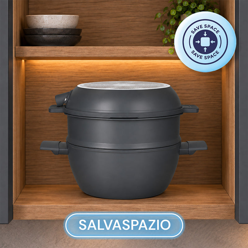 Tognana Batteria di Pentole 11 Pezzi  Modulo Dark Grey in Alluminio Beige – Set Pentole e Casseruole per la Cucina