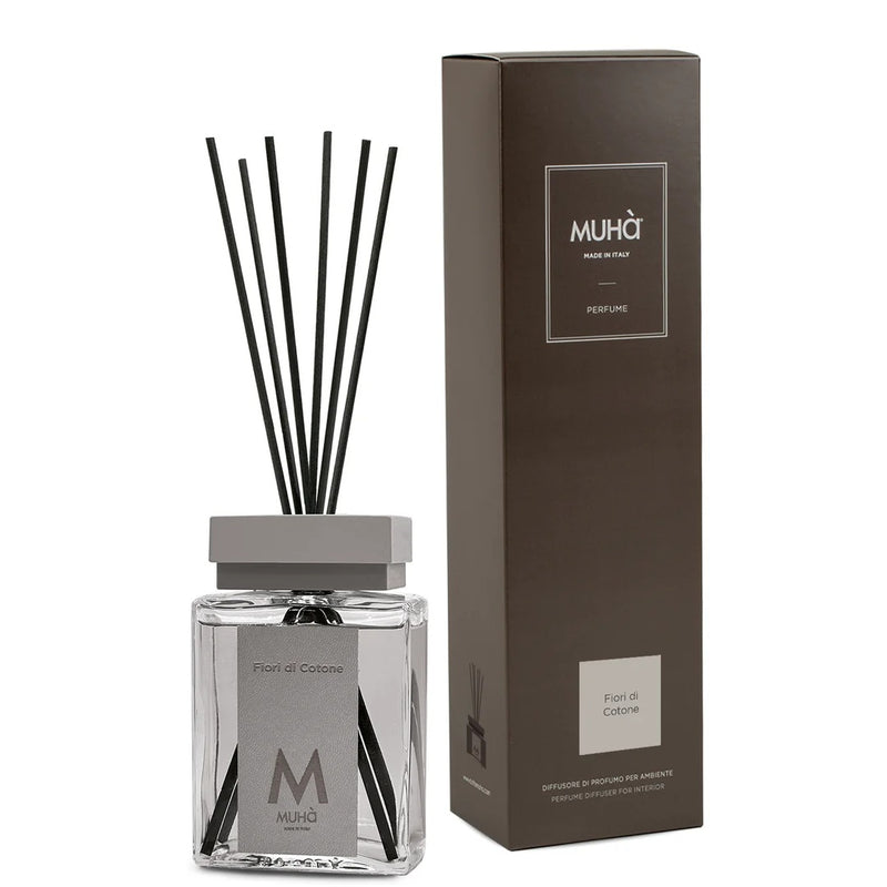 Muhà Luxe Perfume Diffusore Ambiente con Bastoncini Fiori di Cotone 100 Ml