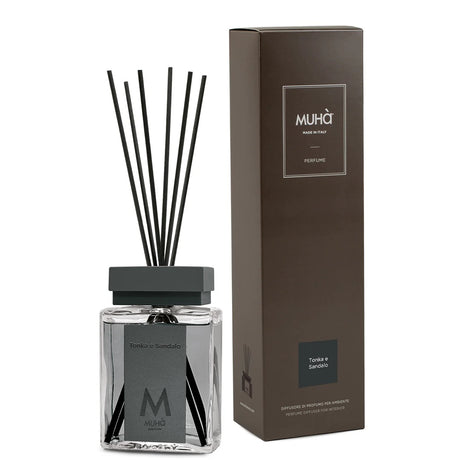 Muhà Luxe Perfume Diffusore Ambiente con Bastoncini Tonka e Sandalo