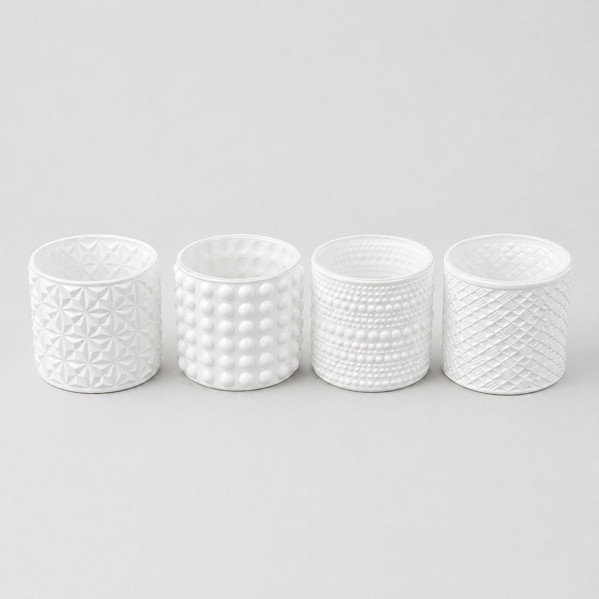ARPIMEX Vasetti Vetro Portacandele D 7 Cm H 6,8 Cm Bianco Mix 4 Pz