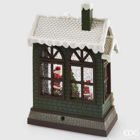 EDG Enzo De Gasperi Diorama Casetta Natalizia LED H26 cm con Musica e Movimento – Decorazione di Natale