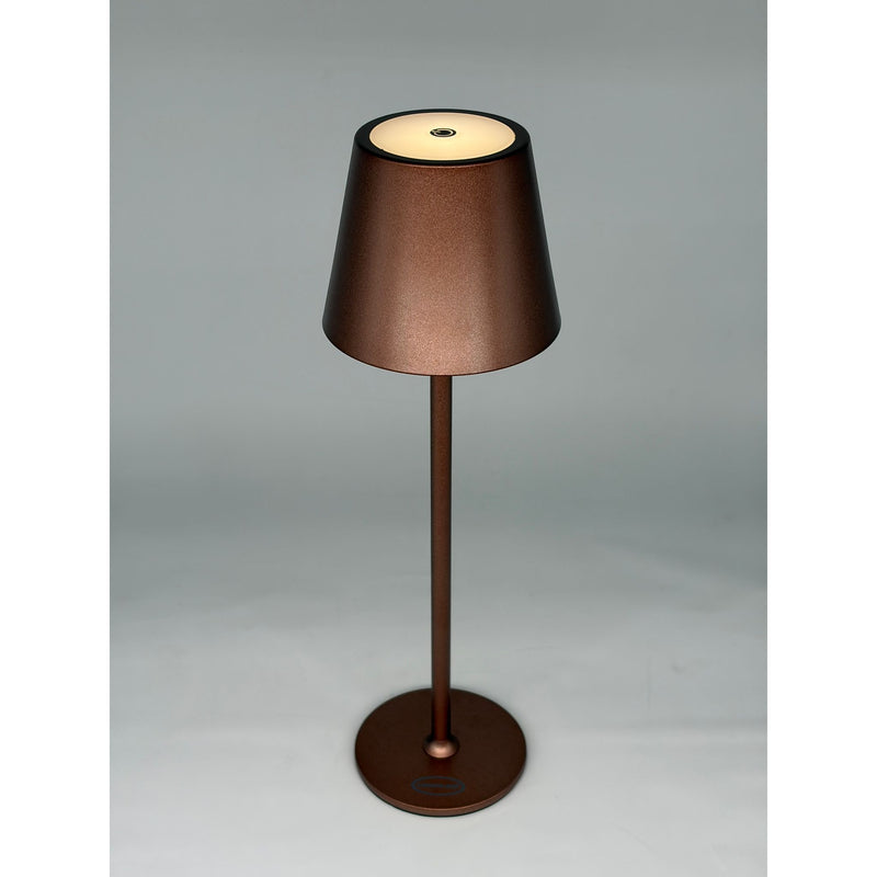 L'Arcolaio Lampada LED Touch Ricaricabile H 38 Cm 10 x 10 Cm IP54 Round Pro Marrone Bronzato