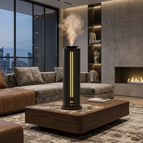 DESSENZE Diffusore di Fragranze ad Alta Pressione Tower Light Grigio Antracite – Profumatore Ambiente Bacche Rosse