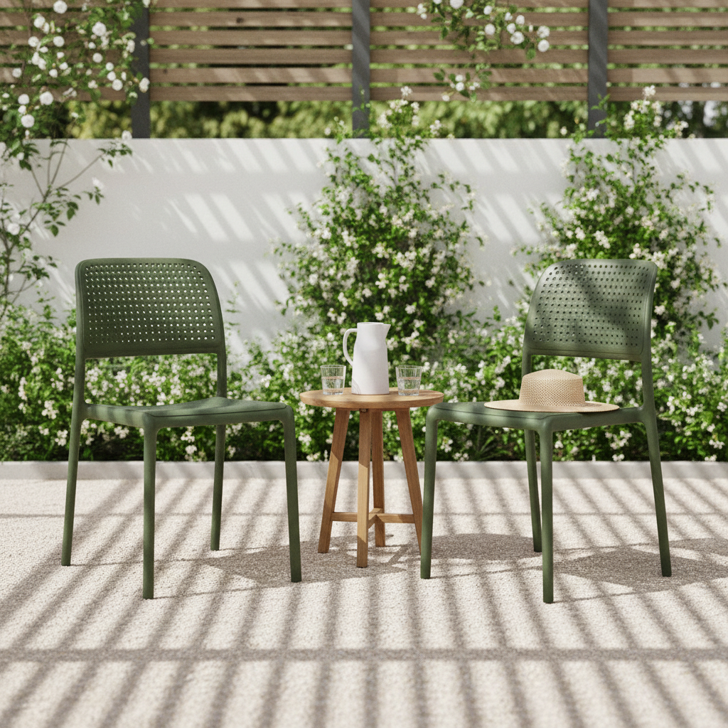 Zwei Bora Agave-Stühle auf der Gartenterrasse