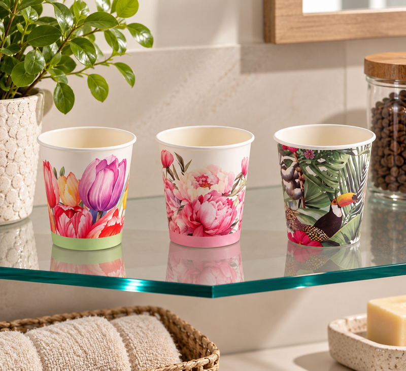 Ad Trend Set 40 Bicchieri di Carta 210 ml – Bicchieri Monouso per Feste ed Eventi, Modelli Assortiti 1 Confezione