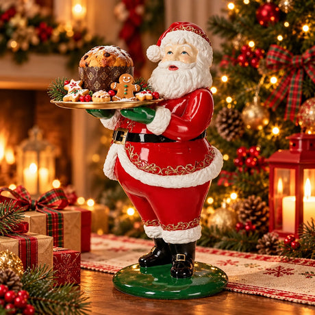 Bizzotto Babbo Natale Scott Stand con Vassoio H 61,2 Cm 29 x 40 Cm Poliresina Rosso