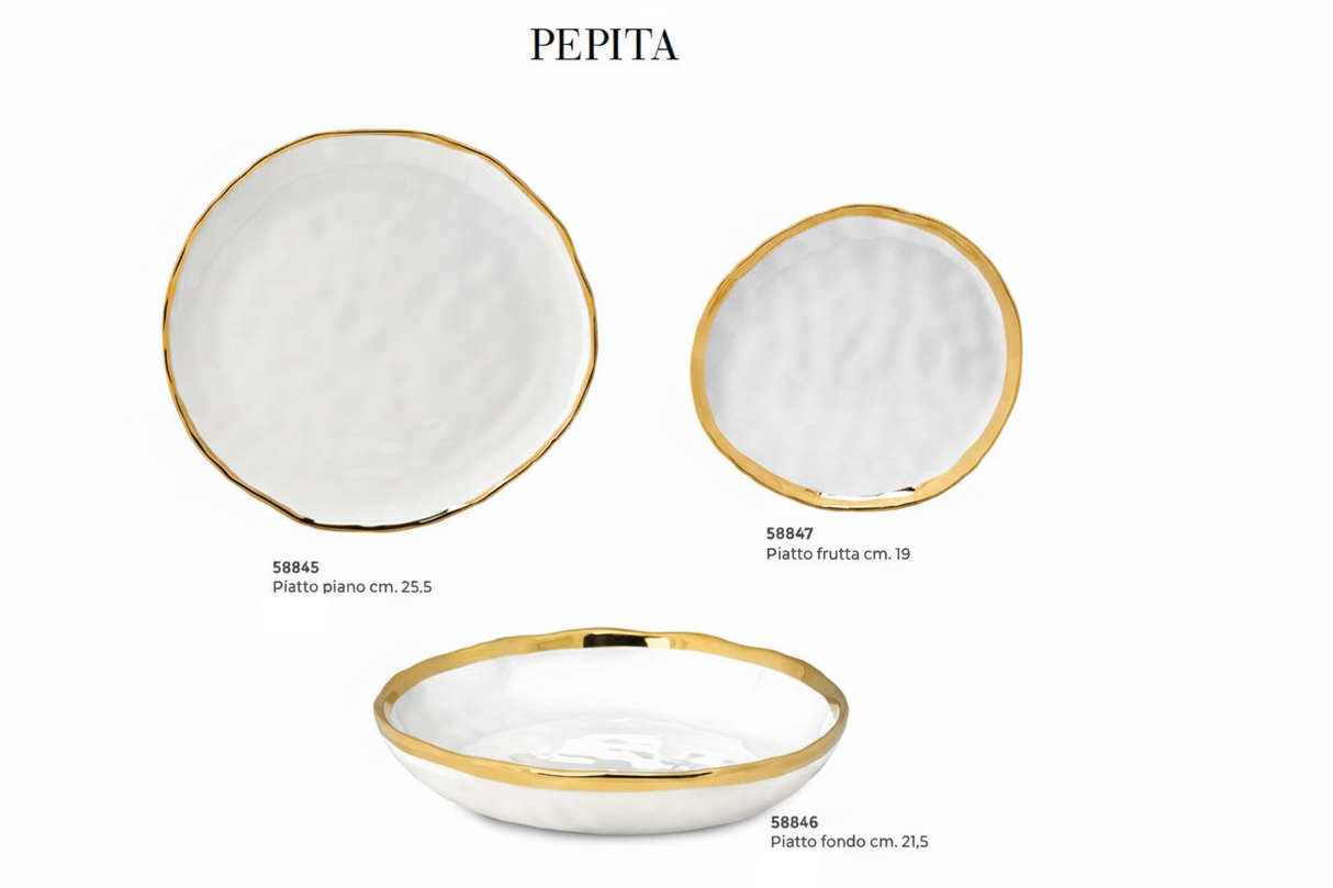 Fade Pepita Piatto Piano D 25,5 Cm Porcellana Bianco Oro