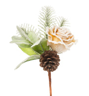 ARPIMEX Pick Natale Rosa e Pigna Innevata 25 Cm Miele