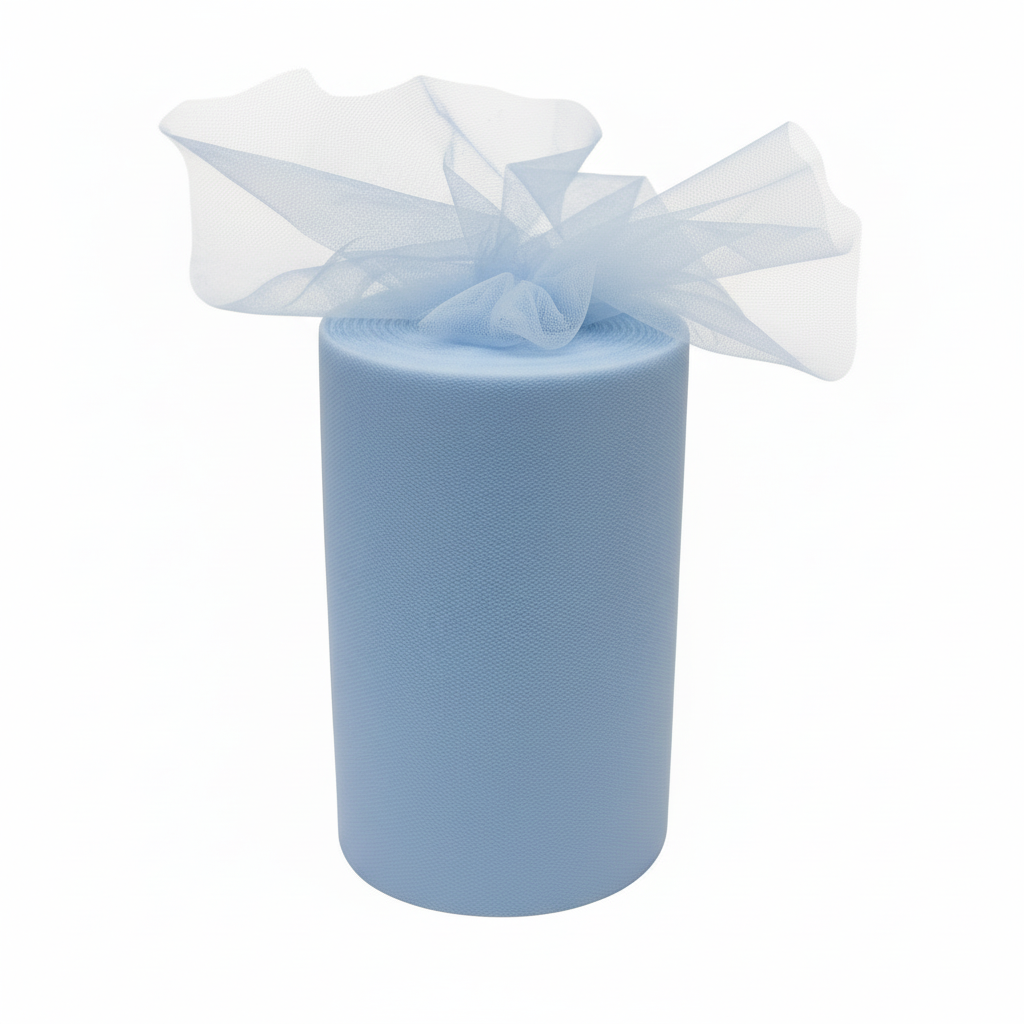 Rotolo Tulle semi-trasparente per bomboniere, decorazioni e fai da te. ARPIMEX rotolo celeste H 12,5 cm × 100 mt, rete fine, no sfilacciatura ean 8018318043444
