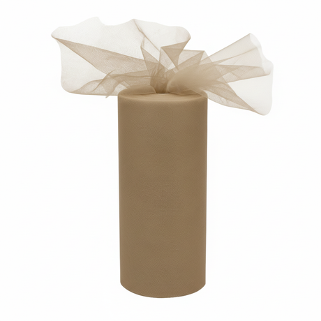Rotolo Tulle semi-trasparente per bomboniere, decorazioni e fai da te. ARPIMEX rotolo tortora H 25 cm × 100 mt, rete fine, no sfilacciatura