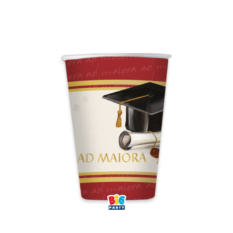 big party big party bicchieri carta laurea ad maiora 250 cc cf 6 pz rosso ean 8020834761719