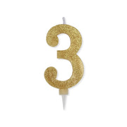 Big Party Candelina Numero 3 Max Cera Sweety Oro Glitter