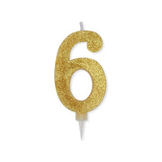 Big Party Candelina Numero 6 Max Cera Sweety Oro Glitter