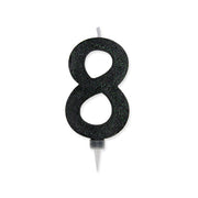 Big Party Candelina Numero 8 Max Cera Sweety Nero Glitter