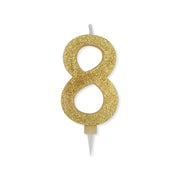 Big Party Candelina Numero 8 Max Cera Sweety Oro Glitter