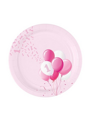 Bigiemme Piatto Carta D 18 Cm 1 Compleanno Palloncini Rosa Cf  8 Pz