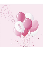 Bigiemme Tovagliolo Compleanno Palloncini 33 x 33 Cm Rosa Cf 20 Pz