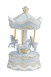 Bizzotto Carillon Darling di Natale Giostra con Cavalli H 22,9 Cm D 12,4 Cm Azzurro
