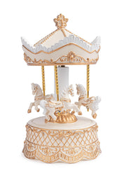 Bizzotto Carillon Darling di Natale Giostra con Cavalli H 22,9 Cm D 12,4 Cm Beige