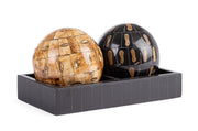 Bizzotto Decoro di Natale Sfere Adventure con Vassoio H 11 Cm 22 x 12 Cm Nero Ambra