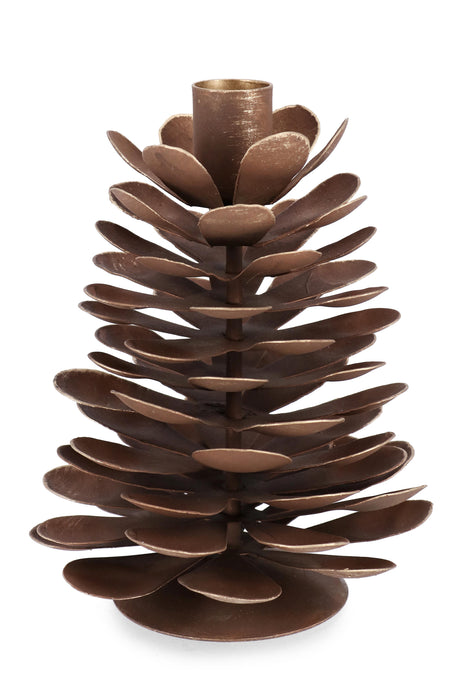 bizzotto bizzotto portacandela di natale harriet 1 posto a forma di pigna h 16 cm d 13 cm metallo marrone ean 8051836632653