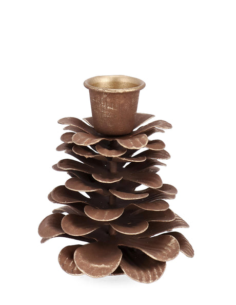 bizzotto bizzotto portacandela di natale harriet 1 posto a forma di pigna h 85 cm d 7 cm metallo marrone ean 8051836632646