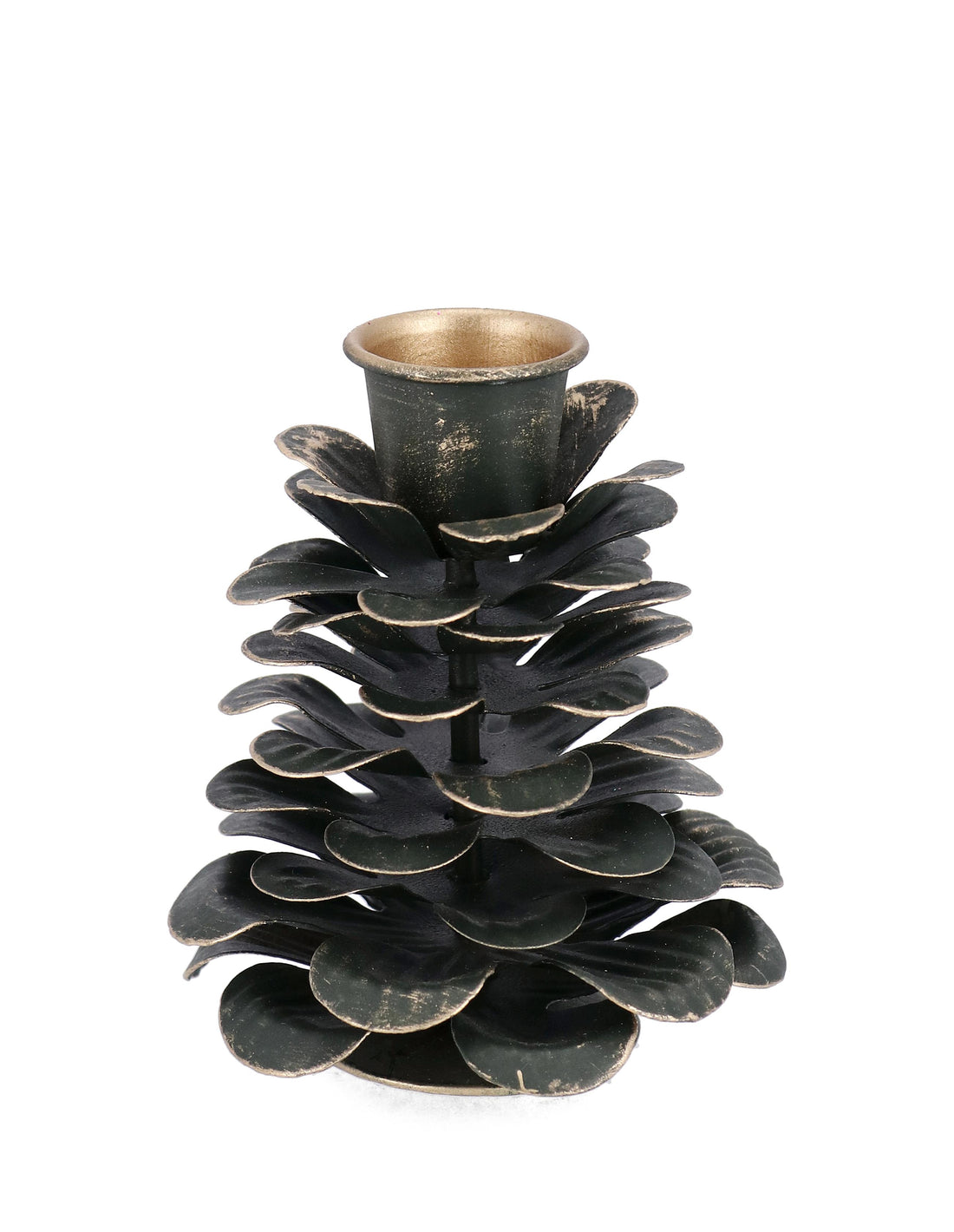 bizzotto bizzotto portacandela di natale harriet 1 posto a forma di pigna h 85 cm d 7 cm metallo verde ean 8051836632622
