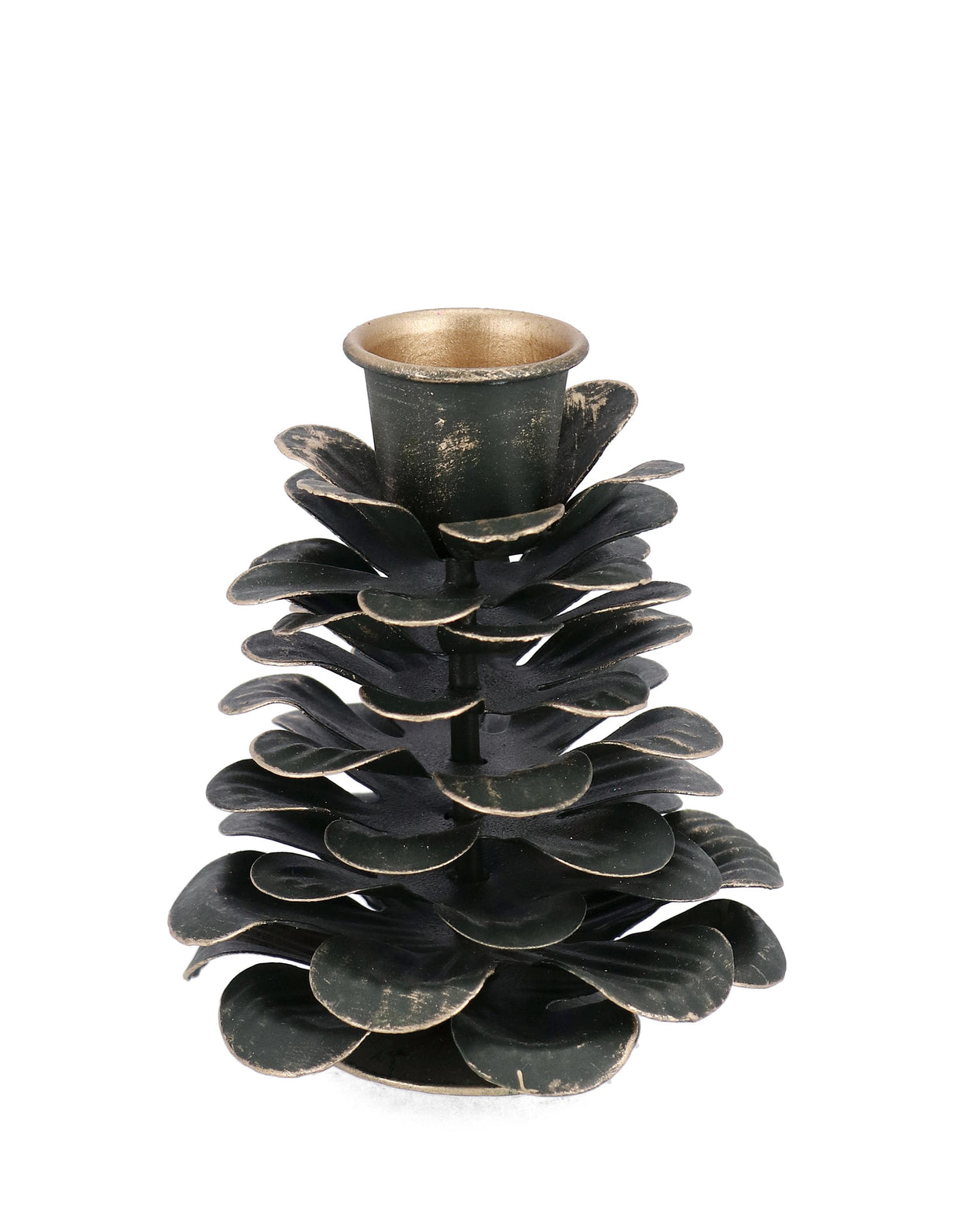 bizzotto bizzotto „Harriet“, 1-fackelig, in Tannenzapfenform, H 85 cm, D 7 cm, grünes Metall, EAN 8051836632622