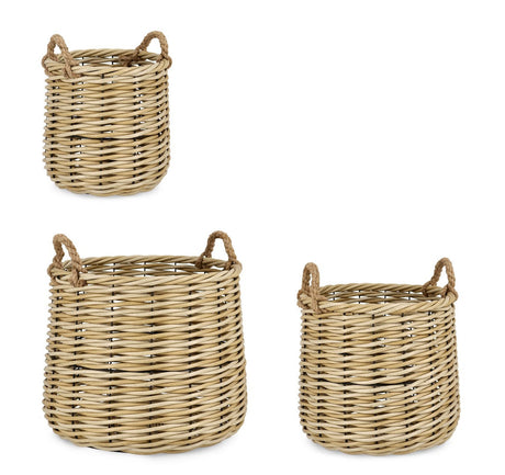 bizzotto bizzotto set 3 cesta 2 manici julen tonda alto decoro natale polyrattan naturale ean 8051836740389
