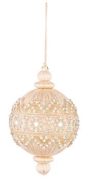Bizzotto Sfera di Natale Adorn D 100 Mm H 150 Mm con Brillanti Beige