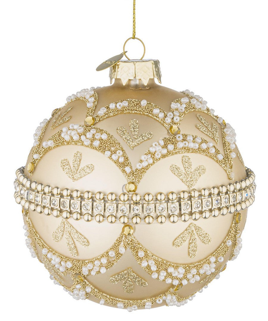 bizzotto bizzotto sfera di natale beloved d 100 mm vetro champagne con brillanti e perle ean 8051836743229