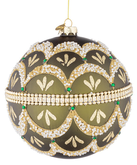 bizzotto bizzotto sfera di natale beloved d 150 mm vetro verde con brillanti e perle ean 8051836743403