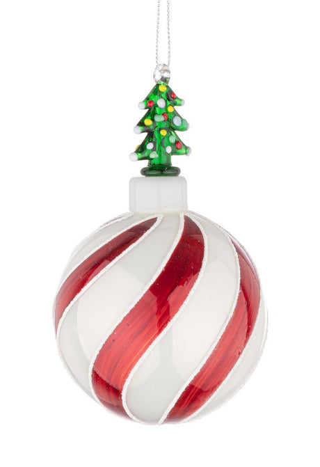 bizzotto bizzotto sfera festivity con albero di natale d 80 mm vetro bianco rosso ean 8051836736573
