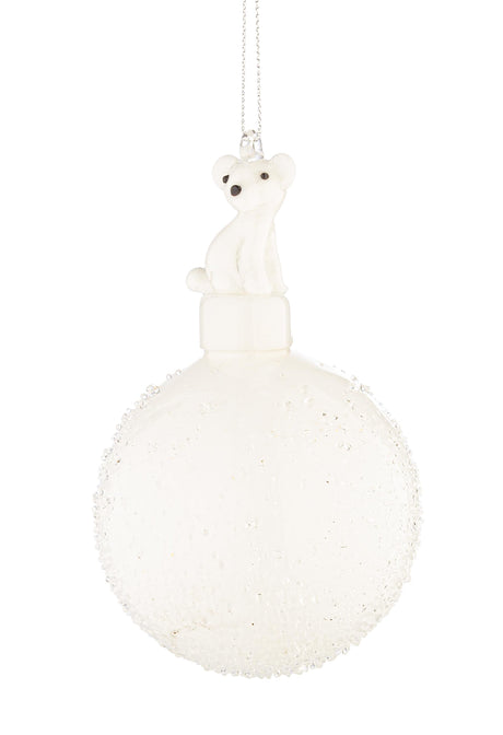 bizzotto bizzotto sfera festivity di natale con orso d 80 mm vetro bianco ean 8051836736627