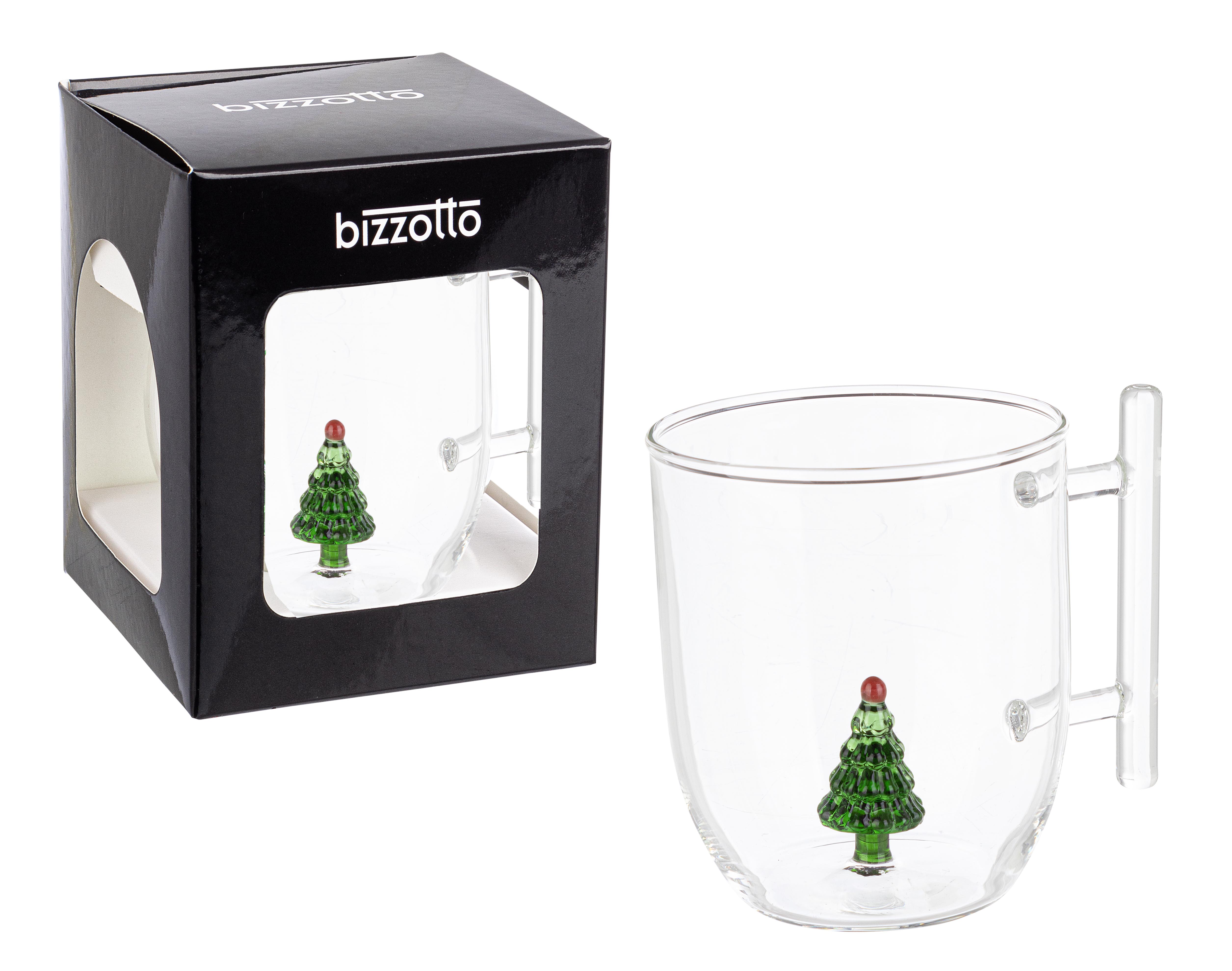 GALZONE Tazza Alta In Gres Con Albero Bianco - 15 Cm, Motivo Nero