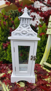 BONTURI CASA HOME DECORATION Lanterna Legno H 40 Cm 15 x 15 Cm Bianco