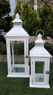 BONTURI CASA HOME DECORATION Lanterna Set 2 Pz 16 x 16 x 42 Cm 22 x 22 x 60 Cm Bianco
