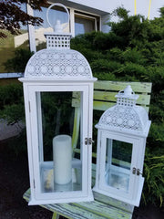 BONTURI CASA HOME DECORATION Lanterna Set 2 Pz 24 x 24 x 64 Cm 18 x 18 x 42 Cm Bianco
