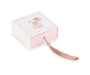 Cupido&Co. Scatola Orsetto Rosa con Inserto e Nappa 70 x 70 x 30 Mm